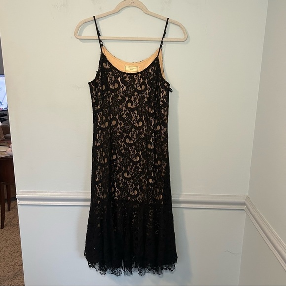 Anthropologie Moulinette Soeurs Cotrena Flounced Black Laced Dress Size 6 - Picture 4 of 12